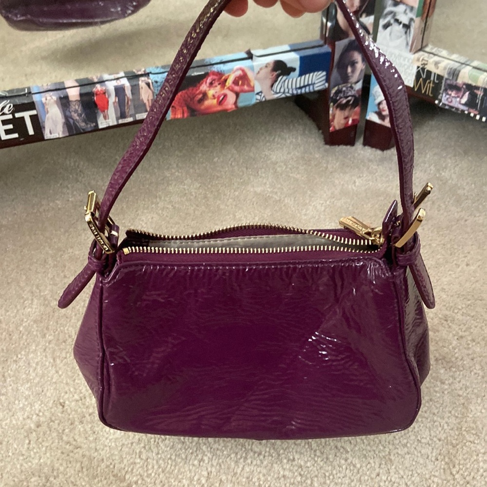 Patent purple leather MK mini bag.